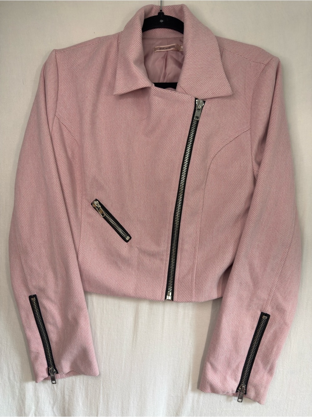 Skylar Rose Women's Pink Asymmetrical Zip Moto Jacket Size L